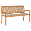 Stohovatelná zahradní lavice s poduškou 159 cm masivní teak 3063309