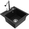 Mexen Vito granitový kuchynský drez s 1 komorou s kuchynskou batériou Duero, čierny - 6503-77-671600-00