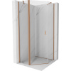 Mexen Mist, päťuholníkový sprchový kút výklopný 100 x 100 cm, číre sklo, medený matný profil, 8A8-100-100-65-00