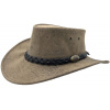 Austrálsky hnedý klobúk kožený z klokanej kože - Kangaroo Stonewash Veľkosť: 58cm (M/L)
