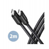 AXAGON BUCM3-CM20AB, SPEED kabel USB-C - USB-C, 2m, USB 3.2 Gen 1, PD 60W 3A, ALU, oplet, černý (BUCM3-CM20AB)