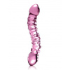 Dvojité sklenené dildo na bod G Pipedream Icicles No. 55 ružové