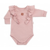 Baby Nellys Rastúce body NATURE, dlhý rukáv s volánikmi, bavlna, staroružová, 50/56 (0-2m)