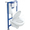 VILLEROY & BOCH O.novo Combi-Pack ViConnect inštalačný modul + biele tlačidlo + závesné WC s DirectFlush + WC sedadlo s poklopom, s QuickRelease a Softclosing, biela alpská, 5660D301