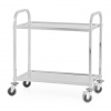 PRESTONA Čašnícky vozík z nehrdzavejúcej ocele 2-policový, rukoväť s hranatým profilom, 850x450x900 mm | PRESTONA, 810179