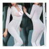 Catsuit polopriehľadný s dvojcestným zipsom Ice Silk Biela S