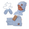 Baby Nellys Pletená čiapka so šálom a rukavičky 3v1, STAR - sv. modrá, 68/74 Baby Nellys