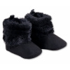 YO ! Zimné dojčenské capačky/topánočky s kožúškom YO !- čierne, veľ. 0/6 m Veľkosť: 56-68 (0-6 m)