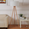 Stojacia lampa Lindby Charlia, biela, drevo, výška 150 cm - 9620799