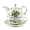 Affek Design Porcelánový čajový set 3v1 s lúčnymi kvetmi – kanvica, šálka a podšálka