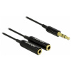 Delock 65356 jack audio prepojovací kábel [1x jack zástrčka 3,5 mm - 2x jack zásuvka 3,5 mm] 25 cm čierna; 65356