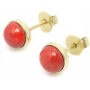 Náušnice zlaté - ozdobený CORAL 6 mm 14k (Náušnice zlaté - ozdobený CORAL 6 mm 14k)