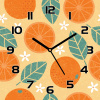 Silent hodiny na sklenenú plochu Orange retro štýle 30x30cm (Silent hodiny na sklenenú plochu Orange retro štýle 30x30cm)