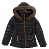 Firetrap Junior Girls Luxe Bubble Jacket with Fur-Trimmed Hood Black 13 Years