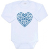 NEW BABY Detské body s potlačou Ľudový vzor modré srdiečko New Baby Veľ. 56