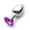 Ocelový anální kolík Medium Diamond (fialový kamínek)
