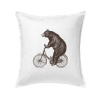 Medveď na bicykli - Vankúš 50x50 - 50x50 - Vrátane výplne ( Biela )