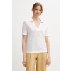 Ľanové polo United Colors of Benetton biela farba, 37UJD300Y M