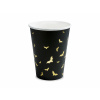 Party Papierové poháre Halloween čierne so zlatými netopiermi 220 ml, 6 ks