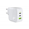 Green Cell bílá 65W GaN GC PowerGan nabíječka do zdi pro notebook, MacBook, telefon, tablet, Nintendo Switch - 2x USB-C, 1x