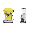 Ascaso Dream ONE, Sun Yellow + Eureka Atom Specialty 75, white