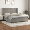 vidaXL Posteľný rám boxsping s matracom bledosivý 160x200 cm zamat - Sivá - 167641-101976
