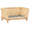 vidaXL Košík pre psa s vankúšom 50x33x30 cm, prírodná vŕba - Hnedá - 70617-25395