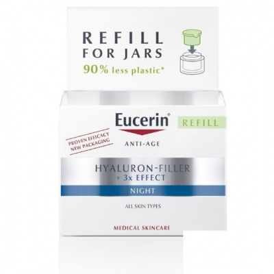 EUCERIN Hyaluron-filler + 3 x effect nočný krém náhradná náplň všetky typy pleti anti-age náhradná náplň 50 ml - Eucerin Hyaluron Filler + 3 x Effect noční krém 50 ml