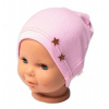 Baby Nellys Rebrovaná čiapka Hviezdičky - ružová 80-86 (12-18m)