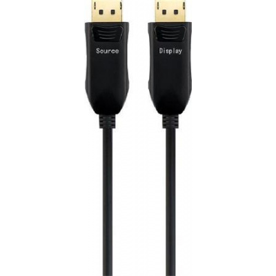 PremiumCord Optický DisplayPort 1.3/1.4 přípojný kabel M/M, zlacené konekt. 20m