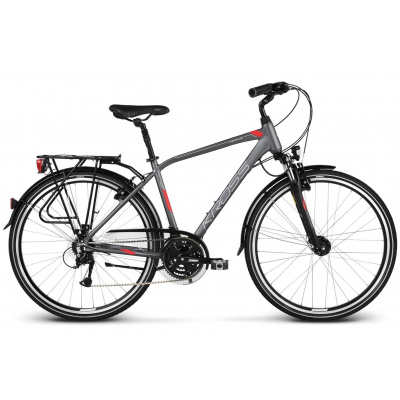 KROSS Trekingový bicykel Trans 4.0 Pánsky Grafitovo-červeno-strieborný matný 28" M 2021