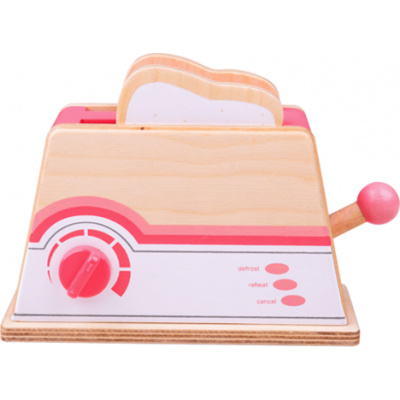 Bigjigs Toys dřevěný toaster růžový