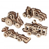 Ugears 3D drevené mechanické puzzle 4 mechanické prívesky Vozidlá Ugears