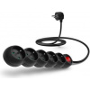 CONNECT IT prodlužovací kabel 230 V, 5 zásuvek, 2 m, s vypínačem (černý) CES-1009-BK