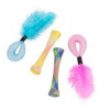 Set 4ks trubiček s peřím, hračka pro kočky, 15 cm 1 set