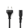 NEDIS napájecí kabel pro adaptéry/ Euro zástrčka - konektor IEC-320-C7/ přímý-přímý/ dvoulinka/ černý/ 1m
