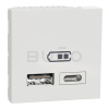 Schneider Electric Unica Dvojitý nabíjací USB A+C konektor 2,4A, 2 moduly, Biely