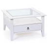 Inter Link Konferenčný stolík s bezpečnostným sklom a zásuvkami (biela, 75 x 75 x 45 cm) (100351859)