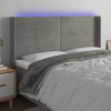 vidaXL Čelo postele s LED bledosivé 203x16x118/128 cm zamat
