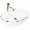 Rea Cleo, umývadlo na dosku 605x410x140mm, biela so zlatým okrajom, REA-U6211