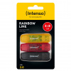 Intenso Rainbow Line 8GB USB Stick 2.0 Multipack x3 bunt