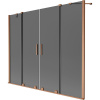 Mexen Velar Duo, 2-krídlová posuvná vaňová zástena 200 x 150 cm, 8mm šedé sklo, medená matná, 896-200-000-42-65