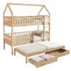 Tempo Kondela Montessori poschodová posteľ s prístelkou, prírodná, VENITA TYP 1
