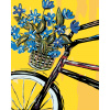 ZUTY Maľovanie podľa čísel - MODRÉ KVETY NA BICYKLI Rámovanie: vypnuté plátno na rám, Rozmer: 80x100 cm