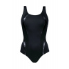 Dámske jednodielne plavky Atlantic sport 34LA2 Čierne so zelenou a sivou - SELF XL - 44 černá-tm.zelená