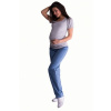 Be MaaMaa bavlnené tehotenské nohavice s regulovateľným pásom sv. modrá