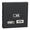 Schneider Electric Unica Dvojitý nabíjací USB A+C konektor 2,4A, 2 moduly, Antracit