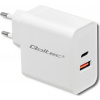 Qoltec 63W nástenná nabíjačka | 5-20V | 1,5-3A | USB typ C PD | USB QC 3.0 | biely
