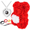 Teddy Bear Rose Heart vločky náhrdelník Milujem ťa (Plyšový medveď s ružami srdiečko náhrdelník, milujem ťa)
