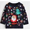 Detský sveter - H&M 92 Červená, námornícka modrá, strieborný sveter (Sweater H & M Jacquard R. 92 Vianoce)